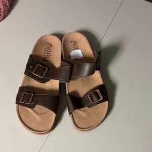 Brown Double Strap Sandals